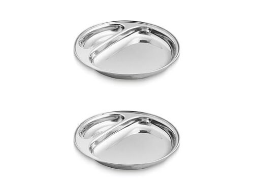 KESARIYA SS ROUND BHOJAN PLATE (2 IN 1)