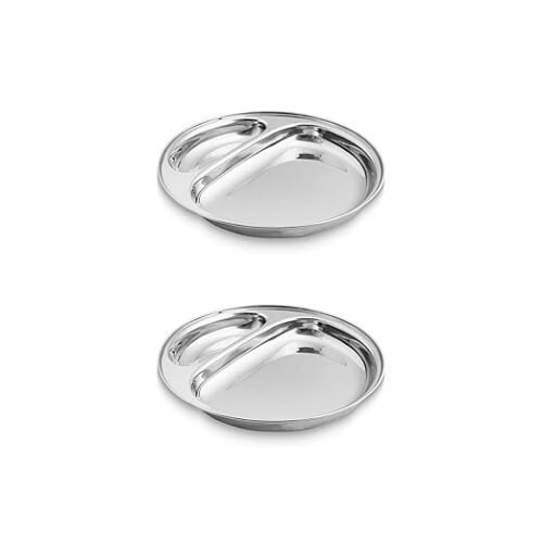 KESARIYA SS ROUND BHOJAN PLATE (2 IN 1)