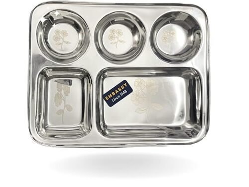 KESARIYA SS SQUARE BHOJAN PLATE ROUND CUP (5 IN 1)