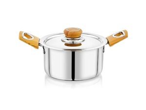 KESARIYA SS THICKPLY CASSEROLE WOODEN HANDLE W/L 900ML