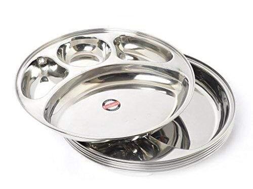 KESARIYA SS ROUND BHOJAN PLATE(4 IN 1)