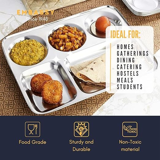 KESARIYA SS SQUARE BHOJAN PLATE ROUND CUP (5 IN 1) - Image 5