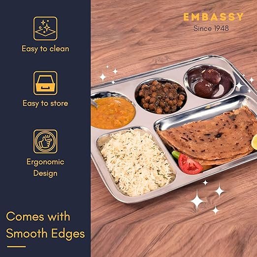 KESARIYA SS SQUARE BHOJAN PLATE ROUND CUP (5 IN 1) - Image 6