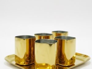 KESARIYA 005 SS GOLD PVD SQ GLASS WITH SERVICE TRAY