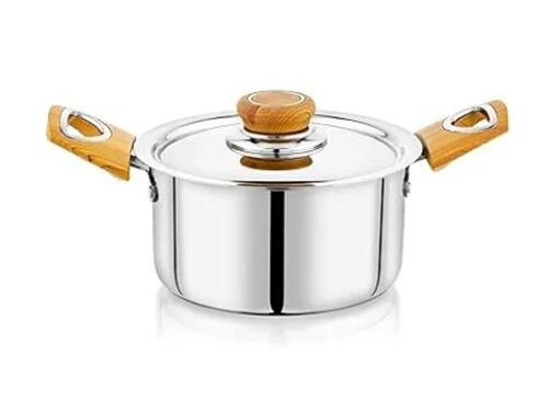 KESARIYA SS THICKPLY CASSEROLE WOODEN HANDLE W/L 900ML