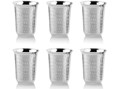KESARIYA SS DROPLETS FLOWER GLASS(SET OF 6)