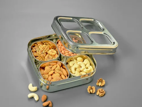 KESARIYA SS SQUARE SPICE BOX C THRU 4 CUP