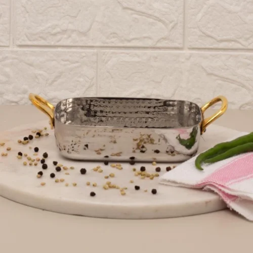 KESARIYA SS SERVING KADAI RECTANGLE HAMMERED