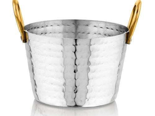 KESARIYA SS SERVING BOWL ROUND HAMMERED