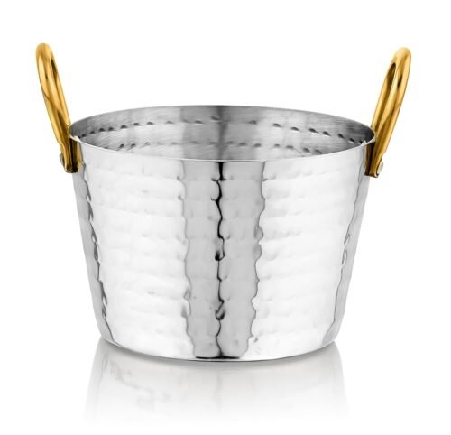 KESARIYA SS SERVING BOWL ROUND HAMMERED