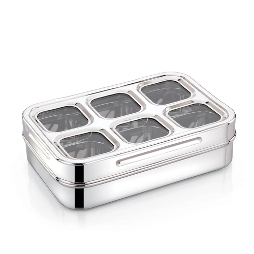KESARIYA SS RECTANGLE SPICE BOX C THRU