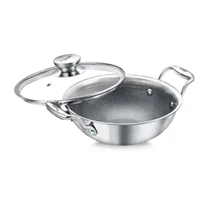 PRESTIGE TRIPLY HEXAMAGIC CERAMIC COOKWARE KADAI 24CM WITH GLASS LID