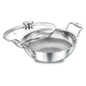 PRESTIGE TRIPLY DESIGNER COOKWARE KADAI 24CM WITH GLASS LID