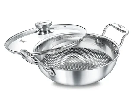PRESTIGE TRIPLY HEXAMAGIC CERAMIC COOKWARE KADAI 24CM WITH GLASS LID