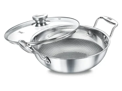 PRESTIGE TRIPLY DESIGNER COOKWARE KADAI 20CM WITH GLASS LID