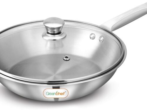 GREENCHEF TRIPLY COOKEARES FUSION FRYPAN 22CM WITH GLASS LID
