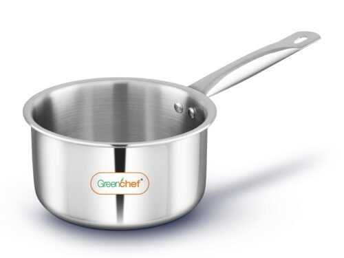 GREENCHEF TRIPLY COOKEARES FUSION SAUCE PAN GLASS LID 14CM