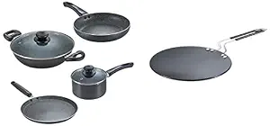PRESTIGE COOKWARE SET HARD ANODISED PLUS 3PCS SET KADAI 24CM WITH LID / ROTI TAWA 22.5CM / FRY PAN 24CM