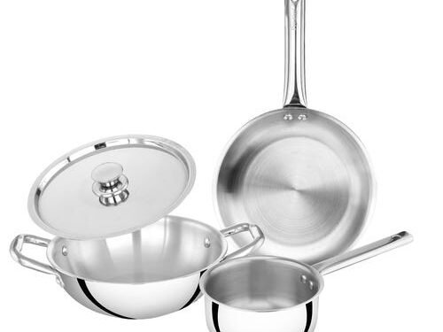 PRESTIGE TRIPLY MINI 3PCS SET FRY PAN 22CM / KADAI 22CM / SAUCE PAN 14CM