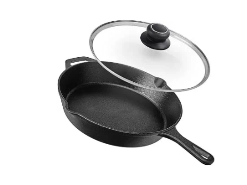 GREENCHEF CAST IRON COOKWARE CLAVIS LIGHTWEIGHT FRYPAN 240MM WITH GLASS LID