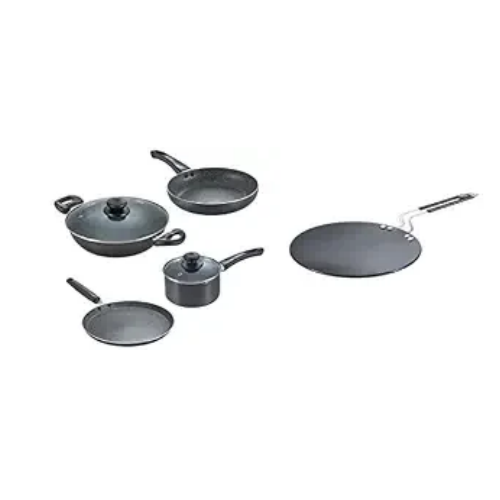 PRESTIGE COOKWARE SET HARD ANODISED PLUS 3PCS SET KADAI 24CM WITH LID / ROTI TAWA 22.5CM / FRY PAN 24CM