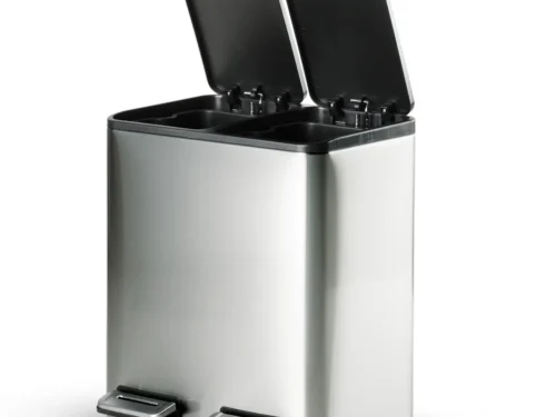 TRAMONTINA RECTANGLE TRASH BIN 8 LITRE X 2 STAINLESS STEEL WIDE  8LTR