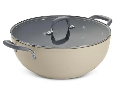 TRAMONTINA VELO DEEP KADAI WITH FLAT GLASS LID 32CM