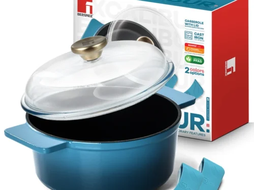 BERGNER CAST IRON CASSEROLE 24X10.5CM WITH LID
