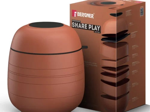 BERGNER SHARE PLAY STONEWARE 9PC DINNERWARE SET CLAY ORANGE