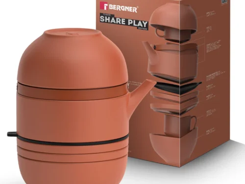 BERGNER SHARE PLAY STONEWARE 8PC TEA SET CLAY ORANGE