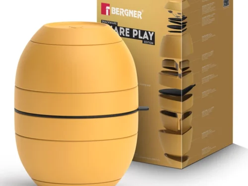 BERGNER SHARE PLAY STONEWARE 19PC SHARE SNACK SET MUSTARD YELLOW