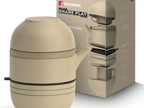 BERGNER SHARE PLAY STONEWARE 8PC TEA SET WARM BEIGE
