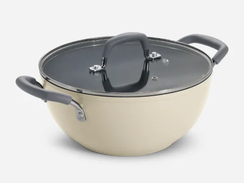 TRAMONTINA VELO DEEP KADAI WITH FLAT GLASS LID 24CM