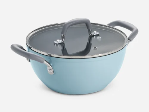 TRAMONTINA VELO DEEP KADAI WITH FLAT GLASS LID 22CM